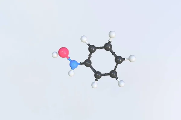 Fenilhidroksilamin molekülü, izole edilmiş moleküler model. 3B görüntüleme — Stok fotoğraf