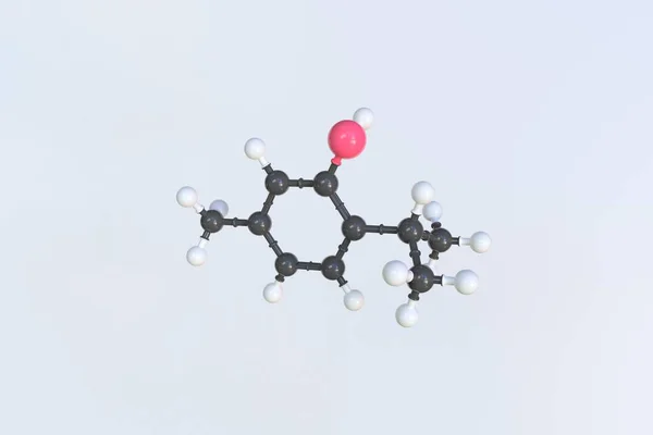 Molécula de timol feita com bolas, modelo molecular isolado. Renderização 3D — Fotografia de Stock