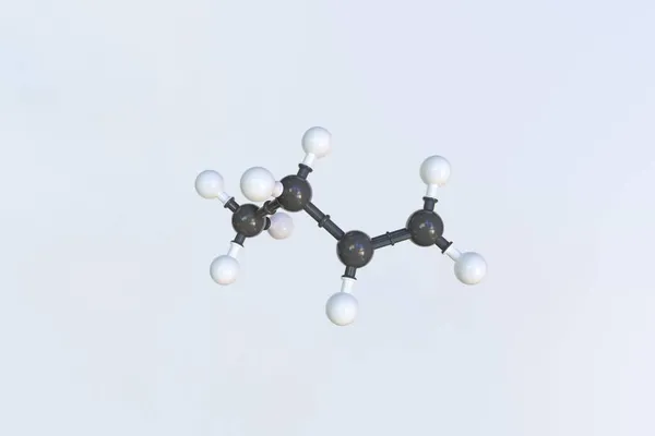 Molécula de buteno, modelo molecular aislado. Renderizado 3D —  Fotos de Stock