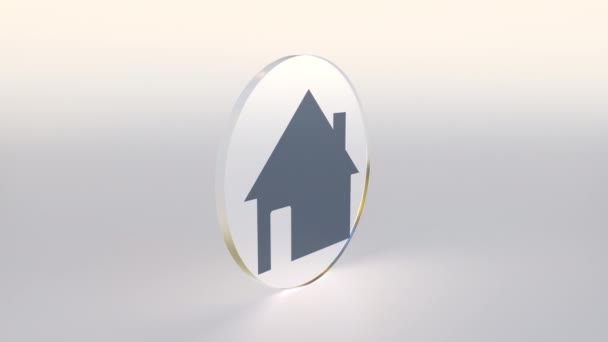 Home and dollar sign on the sides of a spinning coin or token, real estate or mortgage conceptual looping 3d animation — Stock Video