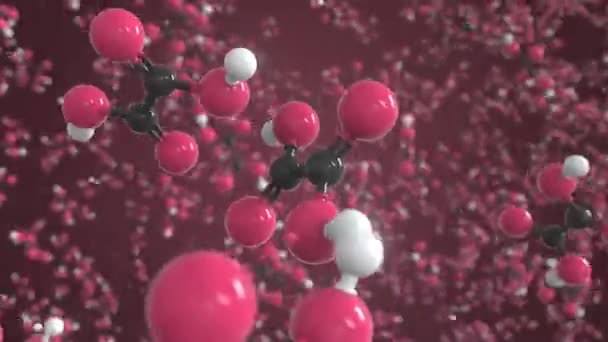 Όξαλικό οξύ μόριο φτιαγμένο με μπάλες, απομονωμένο μοριακό μοντέλο. Looping 3D animation ή φόντο κίνησης — Αρχείο Βίντεο