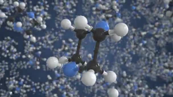 Молекула пиперазина, изолированная молекулярная модель. Цикл 3D анимации или движения фона — стоковое видео