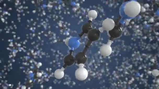 Molécule pyrrole, modèle moléculaire scientifique, animation 3D en boucle — Video