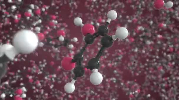 Molecola di pirocatecolo realizzata con palline, modello molecolare scientifico. Looping animazione 3D o sfondo di movimento — Video Stock