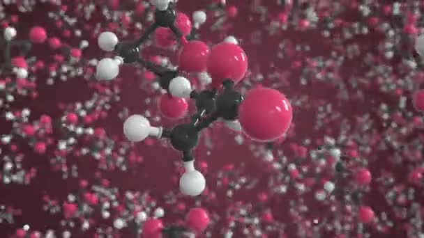 Propiolactone molecule made with balls, isolated molecular model. Looping 3D animation or motion background — Stock Video
