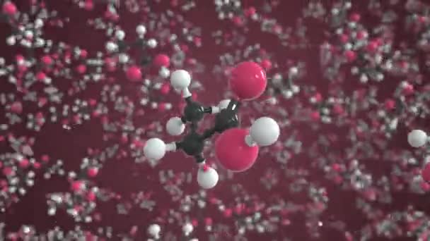 Molécula de ácido propanoico hecha con bolas, modelo molecular científico. Looping animación en 3D o fondo de movimiento — Vídeos de Stock