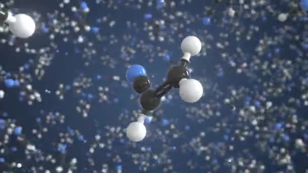 Molécula de poliacrilonitrilo, modelo molecular aislado. Looping animación en 3D o fondo de movimiento — Vídeos de Stock