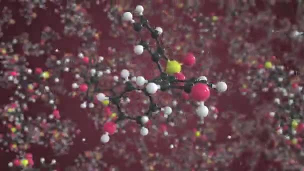 Olağanüstü kırmızı molekül, izole edilmiş moleküler model. 3B canlandırma veya hareket arkaplanı döngüsü — Stok video