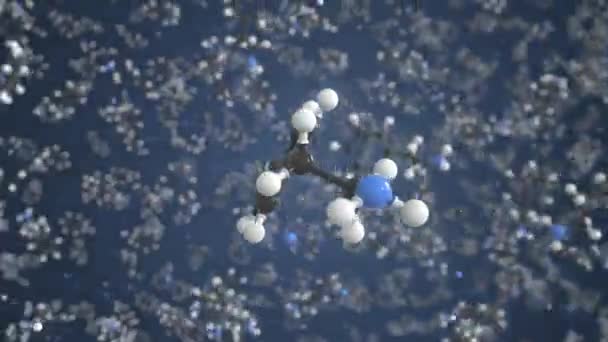 Molécula de fenetilamina hecha con bolas, modelo molecular aislado. Looping animación en 3D o fondo de movimiento — Vídeos de Stock