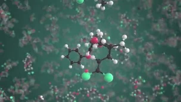 Permetrin molekyl. Isolerad molekylär modell. Looping 3D-animering eller rörelse bakgrund — Stockvideo