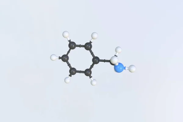 Molecule of benzylamine, isolated molecular model. 3D rendering — Stock Photo, Image