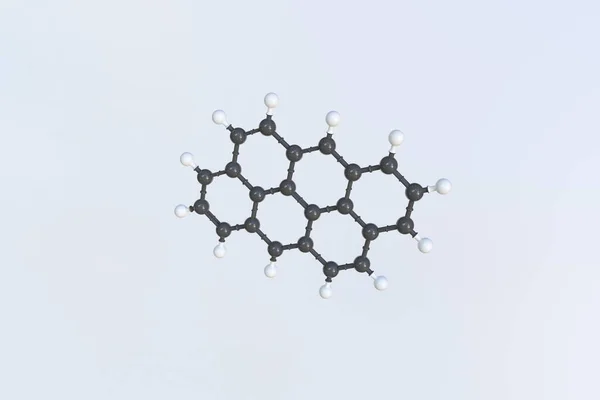 Anthanthrenová molekula, izolovaný molekulární model. 3D vykreslování — Stock fotografie