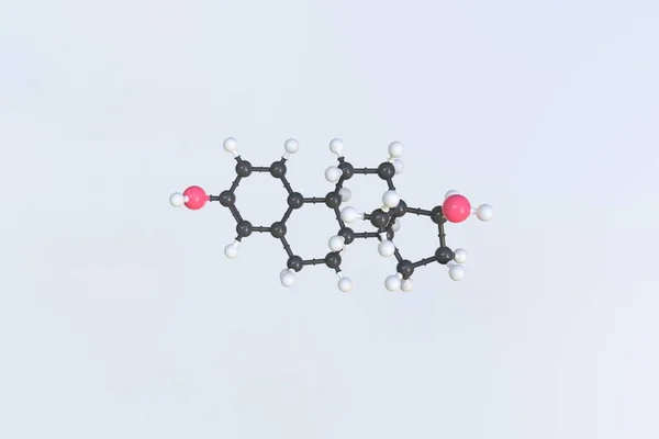 에스트라디올 분자, 고립된 분자 모델. 3D 렌더링 — 스톡 사진