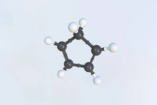 Cyclopentadiene分子，科学分子模型，循环3D动画 — 图库照片