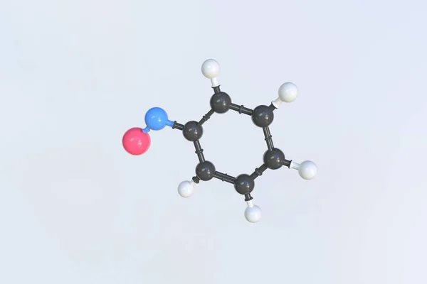 Molécula de nitrosobenzeno, modelo molecular isolado. Renderização 3D — Fotografia de Stock