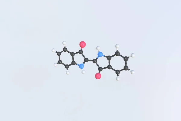 Молекула Индиго, изолированная молекулярная модель. 3D рендеринг — стоковое фото