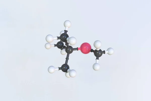 Mtbe-Molekül aus Kugeln, isoliertes molekulares Modell. 3D-Rendering — Stockfoto