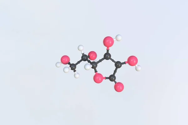Molekylen av vitamin C, isolerad molekylär modell. 3D-rendering — Stockfoto