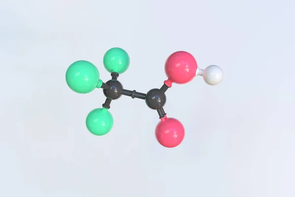 Trifluoroättiksyramolekyl, vetenskaplig molekylär modell, looping 3D-animering — Stockfoto