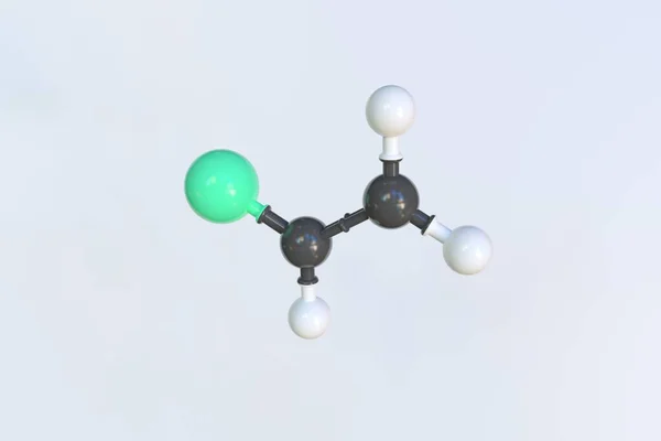 Fluorethyleenmolecuul, geïsoleerd moleculair model. 3D-weergave — Stockfoto