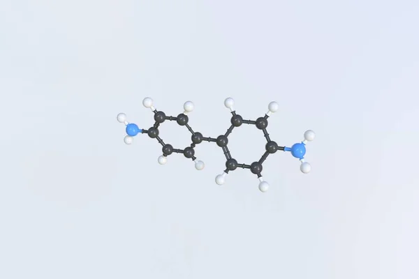 Molekula benzidinu. Izolovaný molekulární model. 3D vykreslování — Stock fotografie