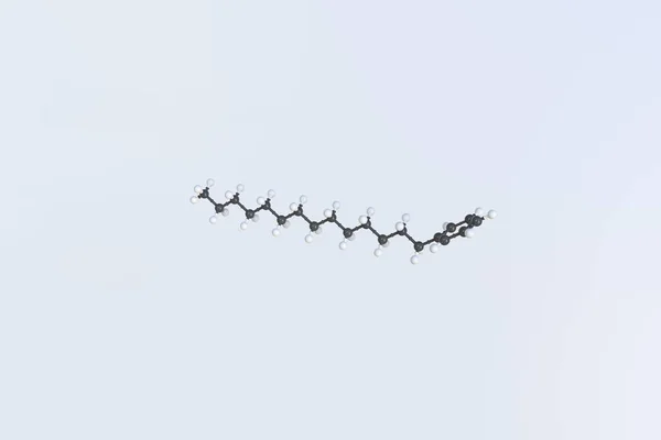 N-tetradecylbensen molekyl tillverkad med bollar, vetenskaplig molekylär modell. 3D-rendering — Stockfoto
