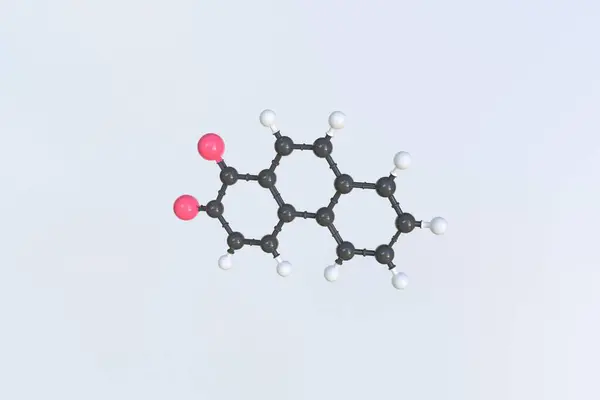 Fenanthrenequinone molecuul gemaakt met ballen, wetenschappelijk moleculair model. 3D-weergave — Stockfoto