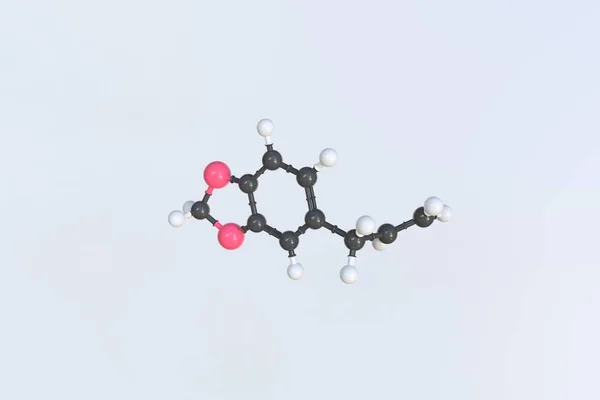 Safrole-Molekül, isoliertes molekulares Modell. 3D-Rendering — Stockfoto