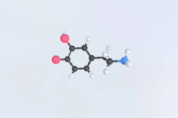 Μόριο της ντοπαμίνης. Μεμονωμένο μοριακό μοντέλο, 3D απόδοση — Φωτογραφία Αρχείου