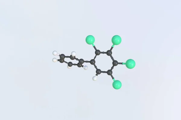 Tetraklorobifenil molekülü, izole edilmiş moleküler model. 3B görüntüleme — Stok fotoğraf