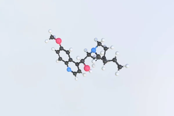 Kinin molekula. Izolált molekuláris modell, 3D renderelés — Stock Fotó