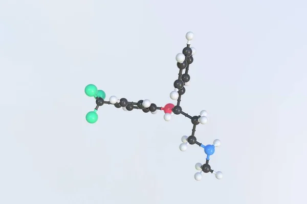 Fluoxetinmolekylen. Isolerad molekylär modell. 3D-rendering — Stockfoto