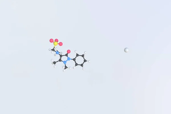 Metamizole molecule made with balls, scientific molecular model. 3D rendering — Stock Photo, Image