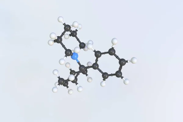 Phencyclidin-Molekül aus Kugeln, wissenschaftliches Molekularmodell. 3D-Rendering — Stockfoto