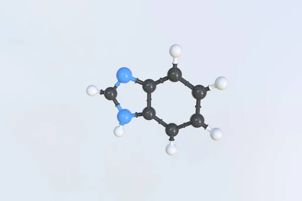 Benzidazol molekula, izolált molekuláris modell. 3D renderelés — Stock Fotó