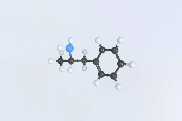 Amfetamin molekula. Elszigetelt molekuláris modell. 3D renderelés — Stock Fotó