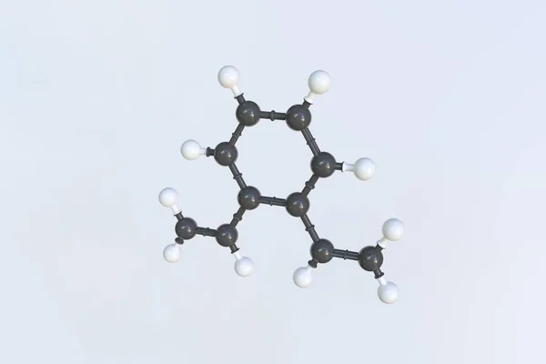 Divinylbenzeen molecuul gemaakt met ballen, wetenschappelijk moleculair model. 3D-weergave — Stockfoto