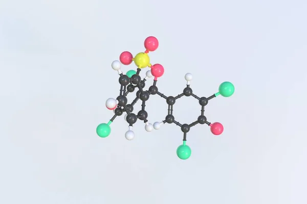 溴酚蓝色分子，分离分子模型。3D渲染 — 图库照片