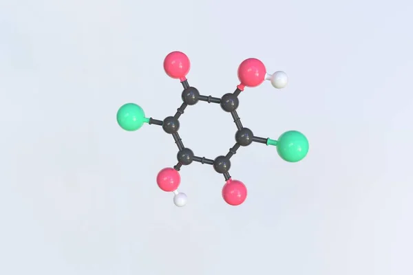 Molécula de ácido cloranílico, modelo molecular científico, animación en bucle 3d — Foto de Stock