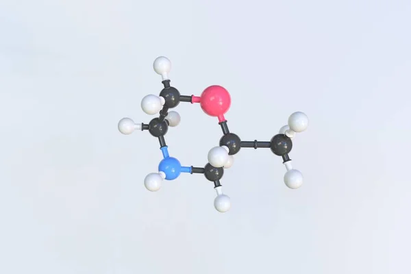 用球体制成的甲基形态分子，科学的分子模型。3D渲染 — 图库照片