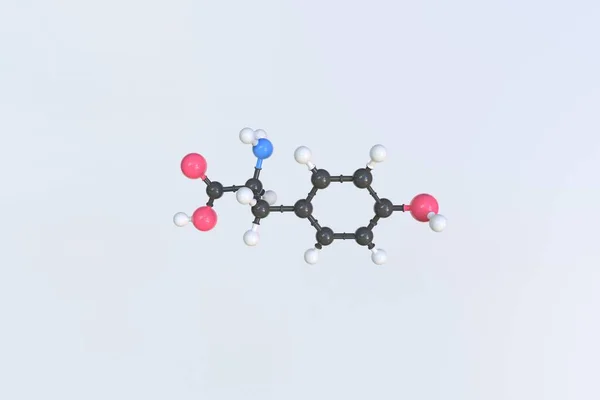 Molekula tyrosinu, izolovaný molekulární model. 3D vykreslování — Stock fotografie
