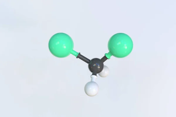 Molécule de chlorofluorométhane fabriquée avec des boules, modèle moléculaire isolé. rendu 3D — Photo