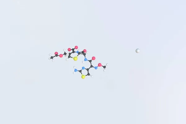 Molécula de cefotaxima. Modelo molecular aislado. Renderizado 3D —  Fotos de Stock