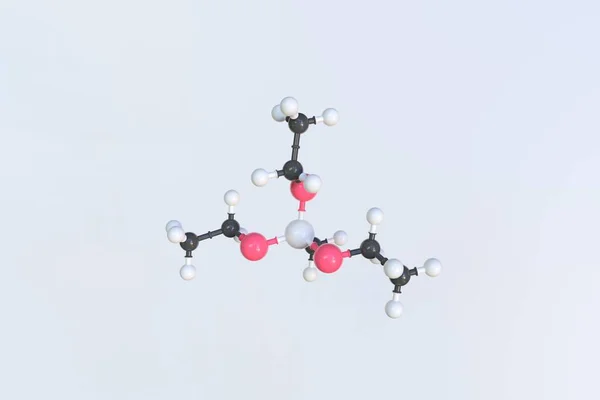 Molécula de metiltrietoxisilano, modelo molecular aislado. Renderizado 3D — Foto de Stock