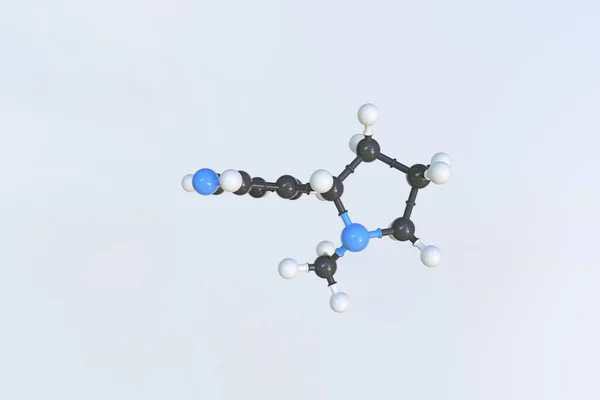 Nikotinová molekula. Izolovaný molekulární model. 3D vykreslování — Stock fotografie