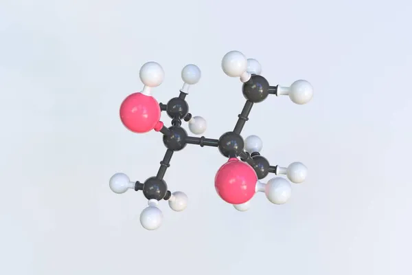Pinacol-Molekül, wissenschaftliches Molekularmodell, 3D-Animation — Stockfoto