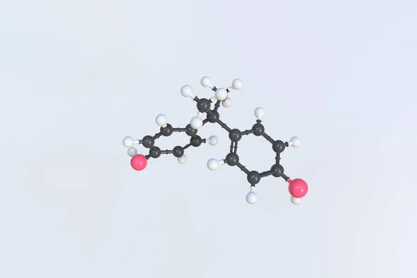 Molécula de bisfenol a, modelo molecular isolado. Renderização 3D — Fotografia de Stock