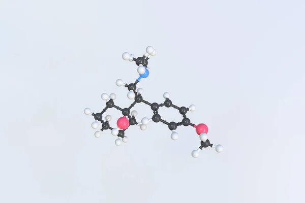 Venlafaxin molekula, izolált molekuláris modell. 3D renderelés — Stock Fotó