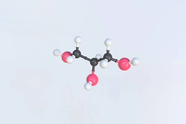 Μόρια γλυκερόλης φτιαγμένα με μπάλες, επιστημονικό μοριακό μοντέλο. 3D απόδοση — Φωτογραφία Αρχείου