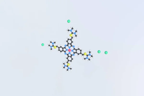Molekula alciansky modrého izolovaného molekulárního modelu. 3D vykreslování — Stock fotografie